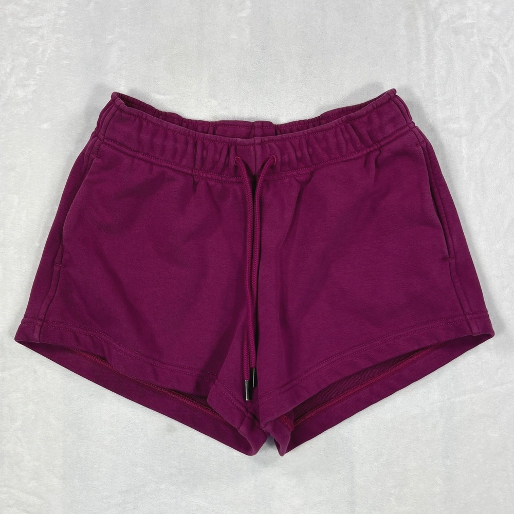 Athleta Womens Berry Color French Terry Lounge Shorts Size S Drawstring Pockets